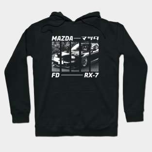 MAZDA RX-7 FD Black 'N White 3 (Black Version) Hoodie